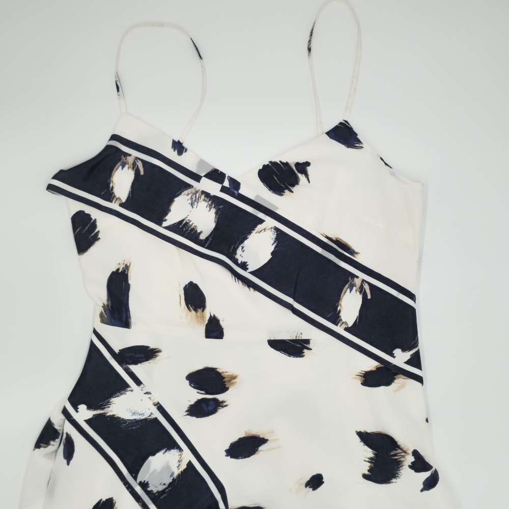 Banana Republic Women's White‎ Navy Abstract Wrap Midi Dress Size 4